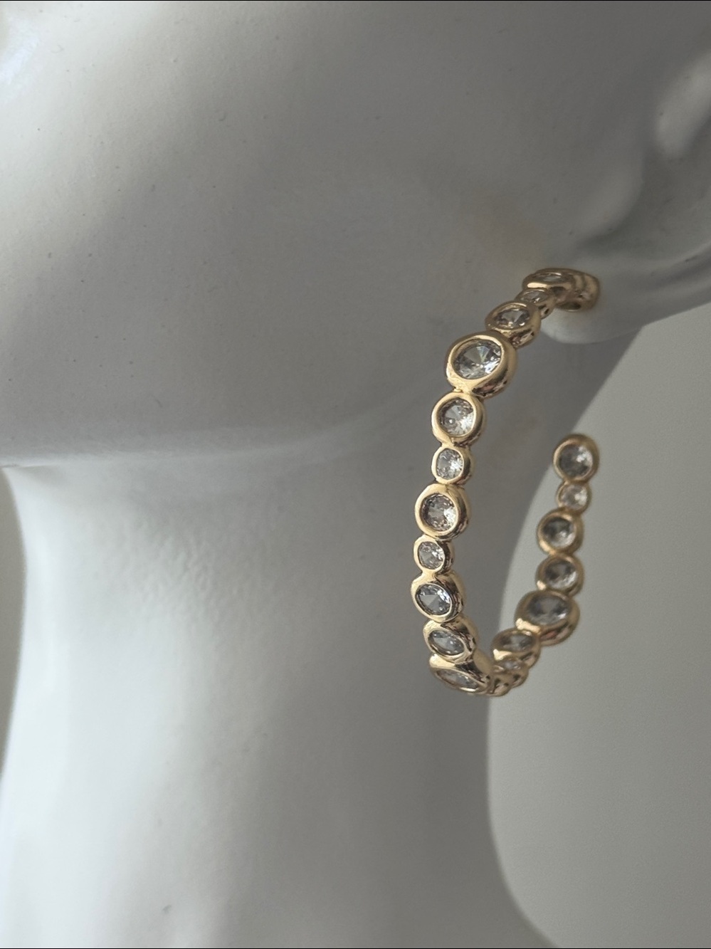 House of Harlow 1960 Clear CZ Brass Hoop Earrings